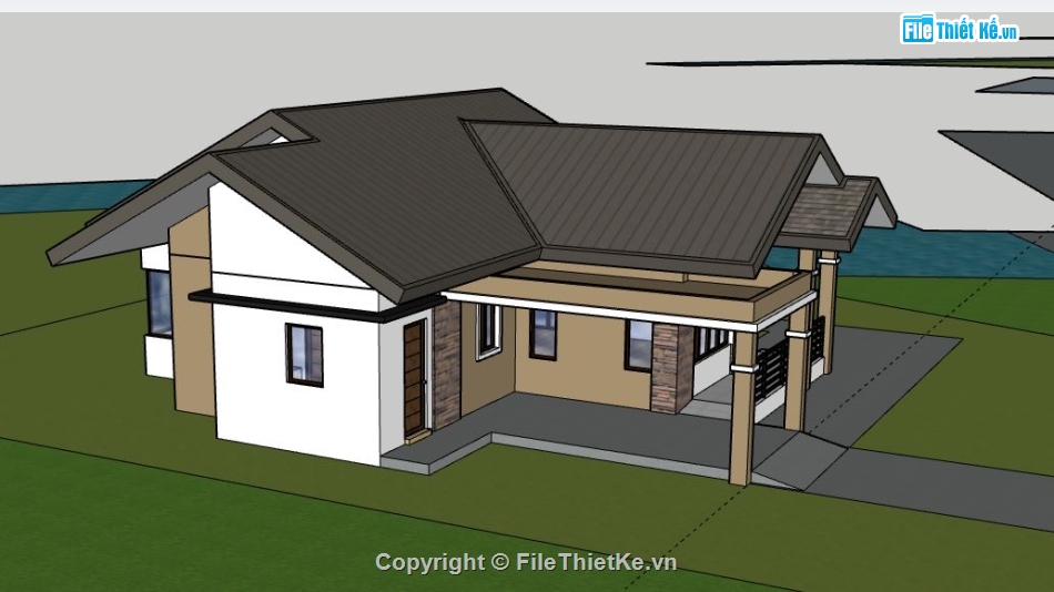 biệt thự 1 tầng,file su biệt thự 1 tầng,sketchup biệt thự 1 tầng,model su biệt thự 1 tầng,file sketchup biệt thự 1 tầng