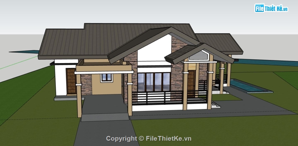 biệt thự 1 tầng,file su biệt thự 1 tầng,sketchup biệt thự 1 tầng,model su biệt thự 1 tầng,file sketchup biệt thự 1 tầng