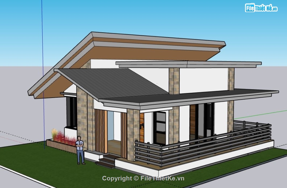 Biệt thự 1 tầng,model su biệt thự 1 tầng,biệt thự 1 tầng file su,sketchup biệt thự 1 tầng,biệt thự 1 tầng sketchup
