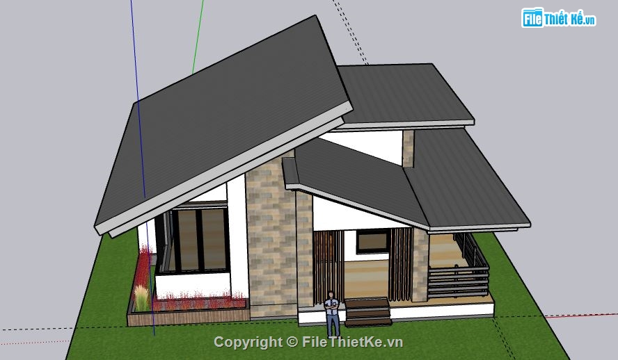 Biệt thự 1 tầng,model su biệt thự 1 tầng,biệt thự 1 tầng file su,sketchup biệt thự 1 tầng,biệt thự 1 tầng sketchup