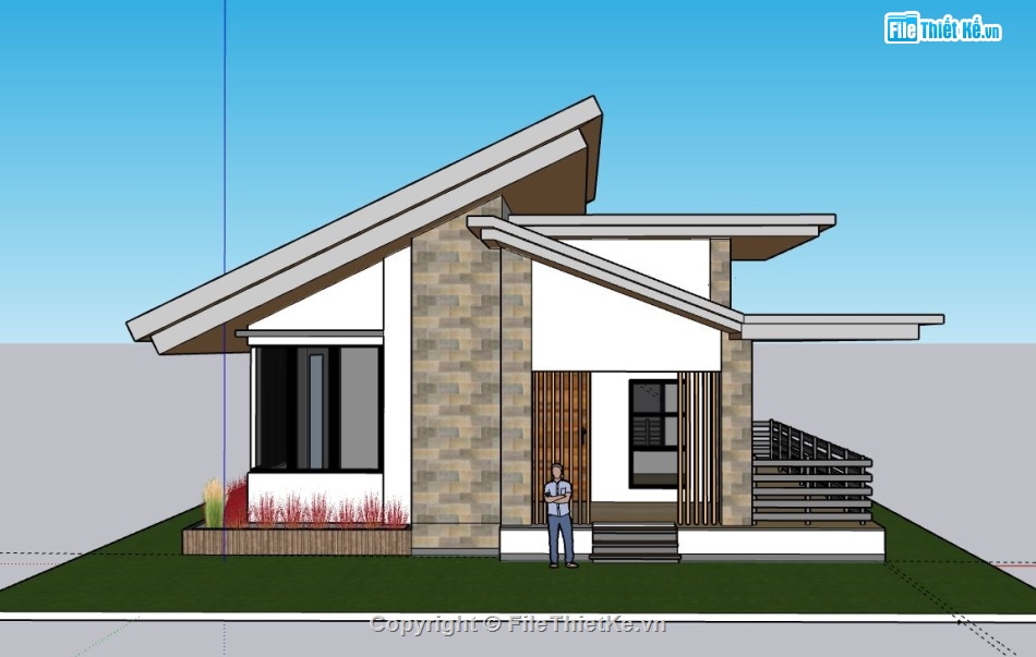 Biệt thự 1 tầng,model su biệt thự 1 tầng,biệt thự 1 tầng file su,sketchup biệt thự 1 tầng,biệt thự 1 tầng sketchup