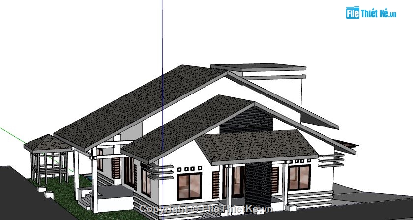 Biệt thự 1 tầng,model su biệt thự 1 tầng,biệt thự 1 tầng file su,sketchup biệt thự 1 tầng,biệt thự 1 tầng sketchup