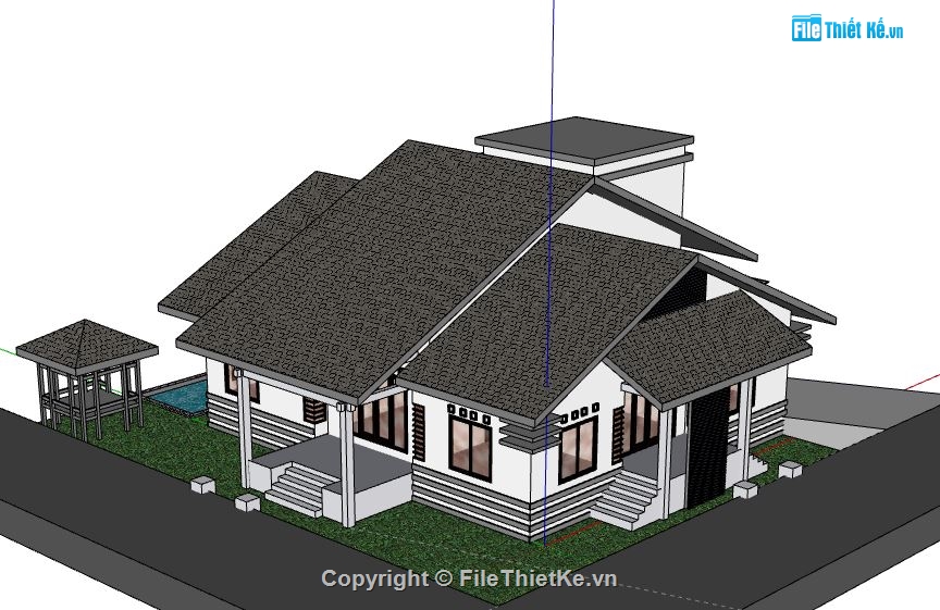 Biệt thự 1 tầng,model su biệt thự 1 tầng,biệt thự 1 tầng file su,sketchup biệt thự 1 tầng,biệt thự 1 tầng sketchup