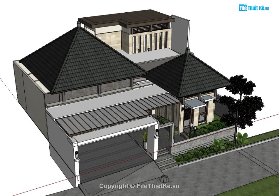 Biệt thự 1 tầng,model su biệt thự 1 tầng,biệt thự 1 tầng sketchup,file su biệt thự 1 tầng,biệt thự 1 tầng model su