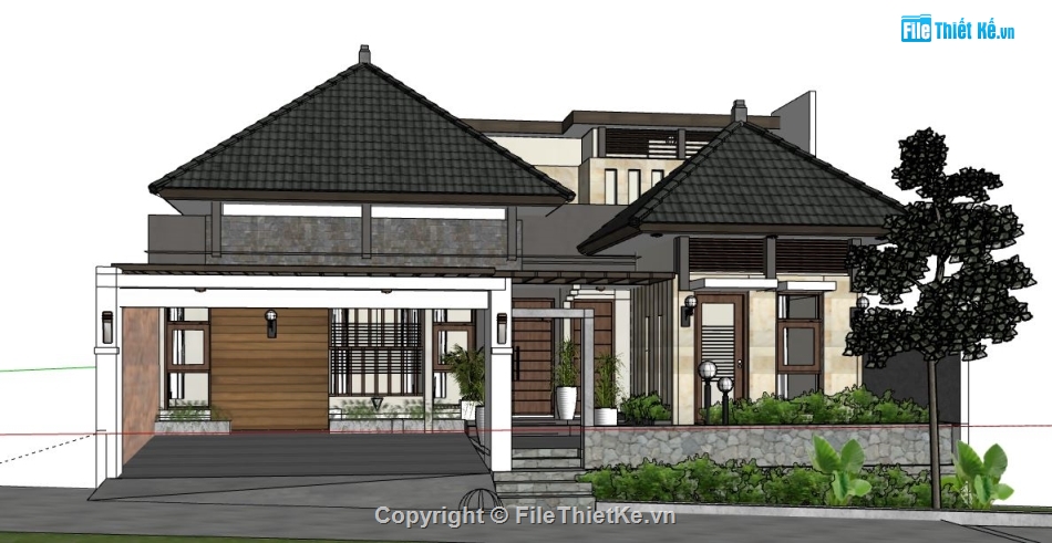 Biệt thự 1 tầng,model su biệt thự 1 tầng,biệt thự 1 tầng sketchup,file su biệt thự 1 tầng,biệt thự 1 tầng model su