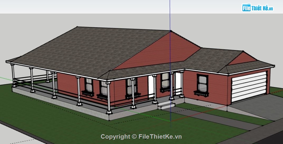 Biệt thự 1 tầng,model su biệt thự 1 tầng,file su biệt thự 1 tầng,biệt thự 1 tầng file su,sketchup biệt thự 1 tầng