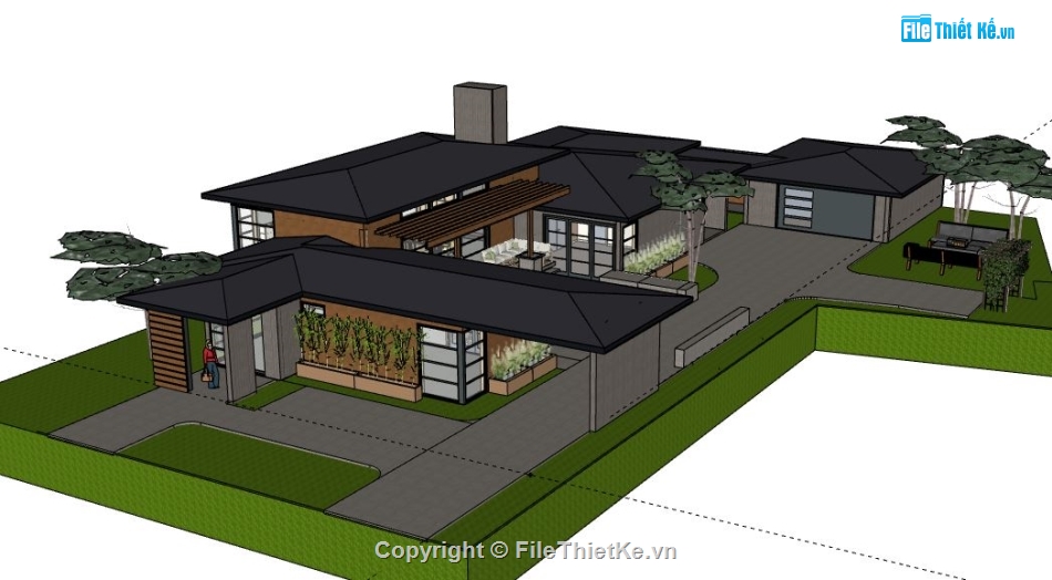 Biệt thự 1 tầng,model su biệt thự 1 tầng,biệt thự 1 tầng file su,sketchup biệt thự 1 tầng,biệt thự 1 tầng file sketchup