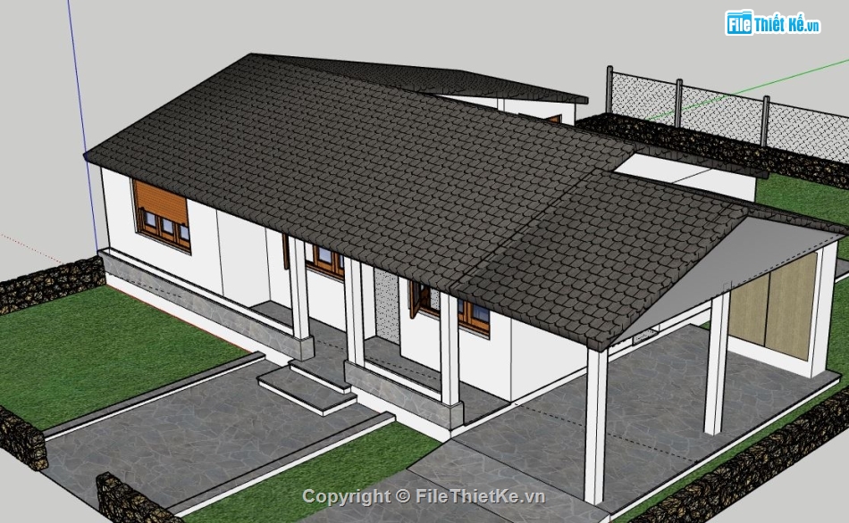 Biệt thự 1 tầng,model su biệt thự 1 tầng,biệt thự 1 tầng sketchup,sketchup biệt thự 1 tầng,biệt thự 1 tầng file su