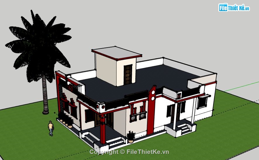 Biệt thự 1 tầng,model su biệt thự 1 tầng,biệt thự 1 tầng file su,sketchup biệt thự 1 tầng,biệt thự 1 tầng sketchup