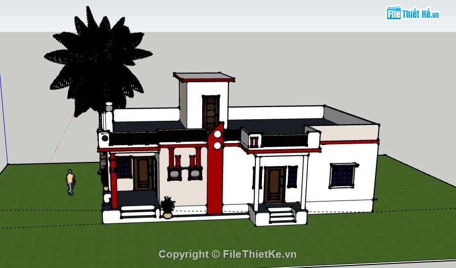 Biệt thự 1 tầng,model su biệt thự 1 tầng,biệt thự 1 tầng file su,sketchup biệt thự 1 tầng,biệt thự 1 tầng sketchup