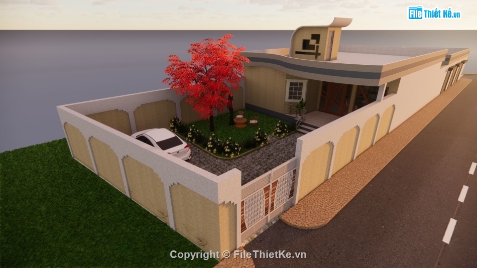 Biệt thự 1 tầng,file su biệt thự 1 tầng,sketchup biệt thự 1 tầng,biệt thự 1 tầng file su,biệt thự 1 tầng model su