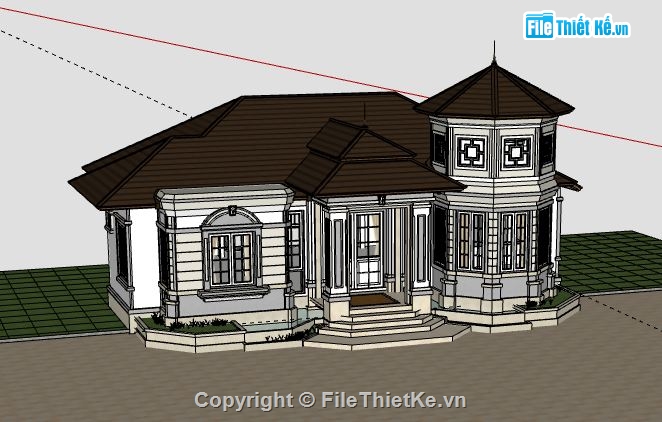 Biệt thự 1 tầng,model su biệt thự 1 tầng,biệt thự 1 tầng file su