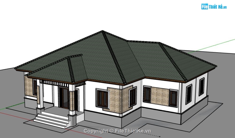 Biệt thự 1 tầng,model su biệt thự 1 tầng,biệt thự 1 tầng file su,sketchup biệt thự 1 tầng,biệt thự 1 tầng sketchup