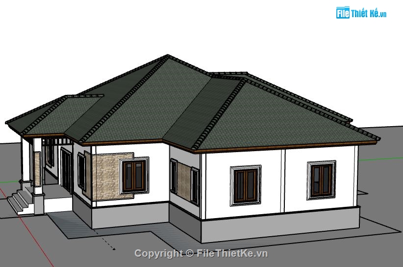 Biệt thự 1 tầng,model su biệt thự 1 tầng,biệt thự 1 tầng file su,sketchup biệt thự 1 tầng,biệt thự 1 tầng sketchup