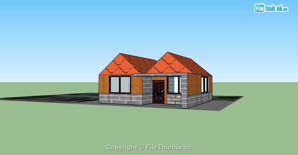 Biệt thự 1 tầng,model su biệt thự 1 tầng,file su biệt thự 1 tầng,biệt thự 1 tầng file su,sketchup biệt thự 1 tầng