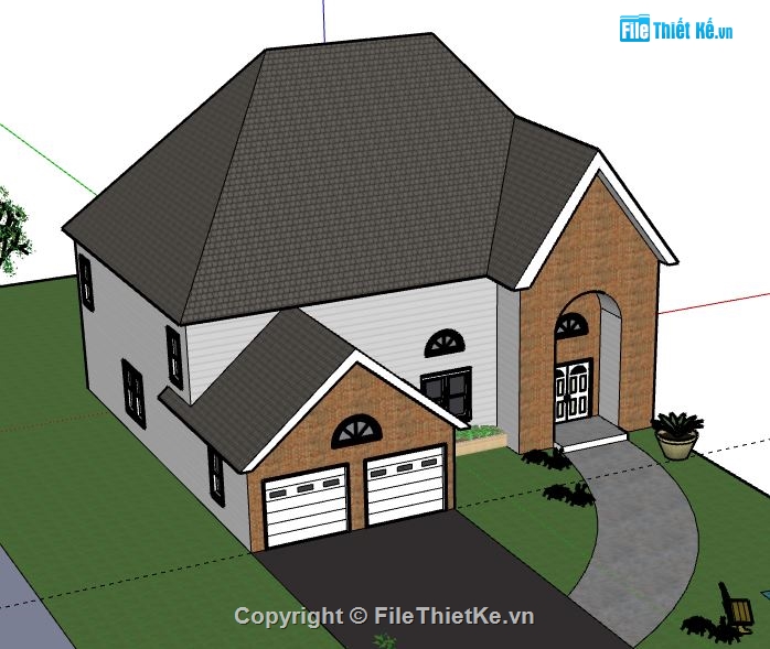 Biệt thự 1 tầng,model su biệt thự 1 tầng,biệt thự 1 tầng sketchup,sketchup biệt thự 1 tầng,file su biệt thự 1 tầng