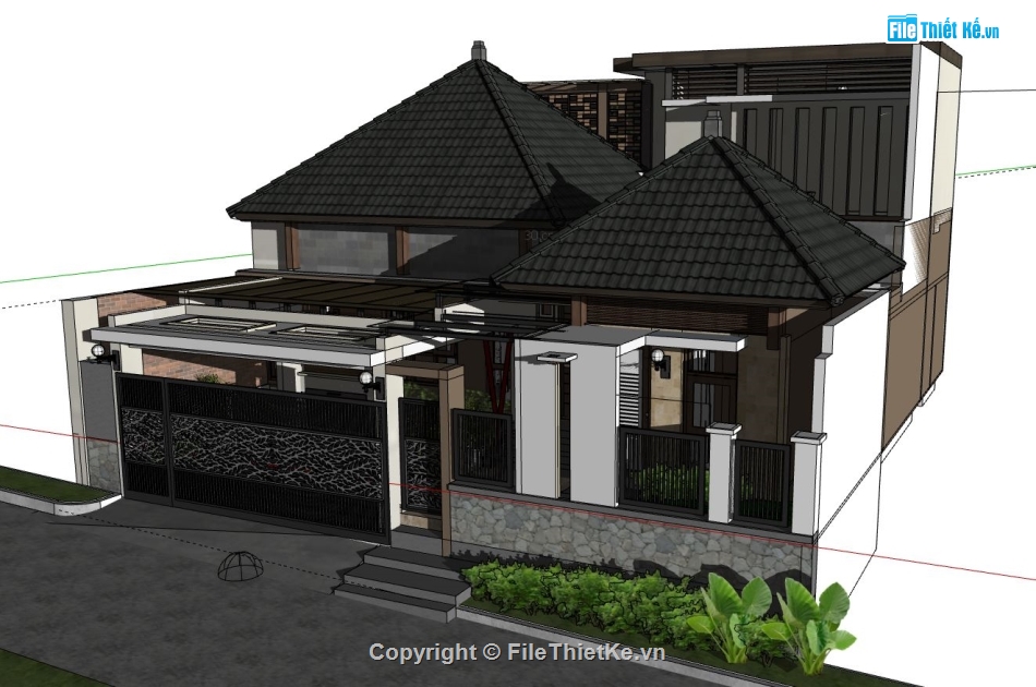 Biệt thự 1 tầng,model su biệt thự 1 tầng,biệt thự 1 tầng,biệt thự 1 tầng file su,sketchup biệt thự 1 tầng