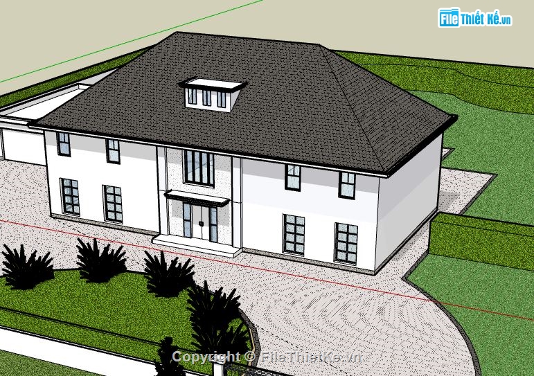 Biệt thự 1 tầng,file sketchup biệt thự 1 tầng,biệt thự 1 tầng file su,sketchup biệt thự 1 tầng,biệt thự 1 tầng model su
