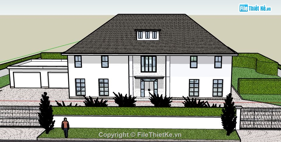 Biệt thự 1 tầng,file sketchup biệt thự 1 tầng,biệt thự 1 tầng file su,sketchup biệt thự 1 tầng,biệt thự 1 tầng model su