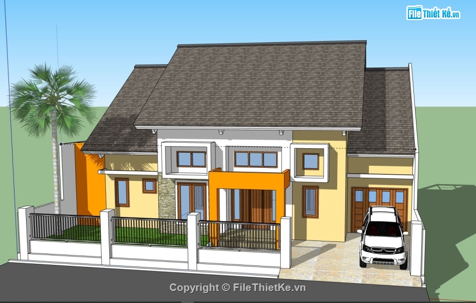 Biệt thự 1 tầng,model su biệt thự 1 tầng,biệt thự 1 tầng file su
