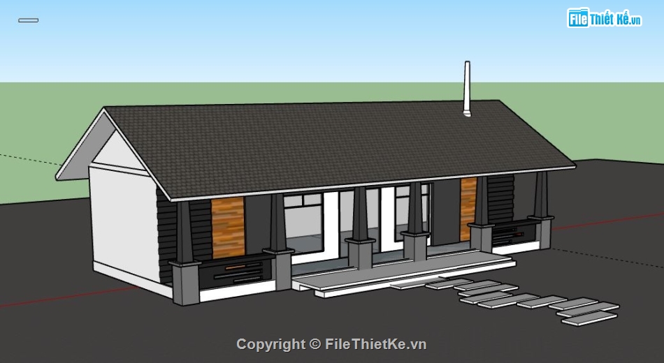 Biệt thự 1 tầng,model su biệt thự 1 tầng,biệt thự 1 tầng file su,sketchup biệt thự 1 tầng,biệt thự 1 tầng sketchup