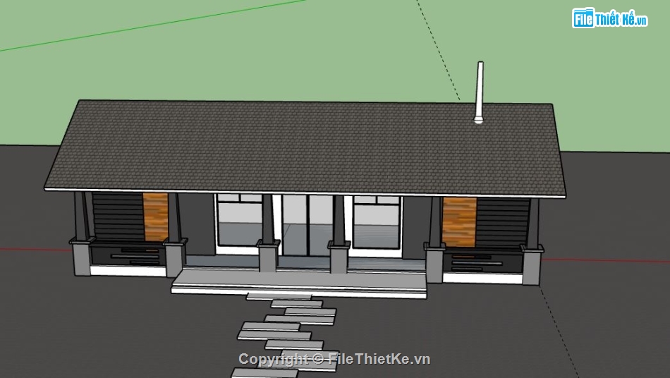 Biệt thự 1 tầng,model su biệt thự 1 tầng,biệt thự 1 tầng file su,sketchup biệt thự 1 tầng,biệt thự 1 tầng sketchup