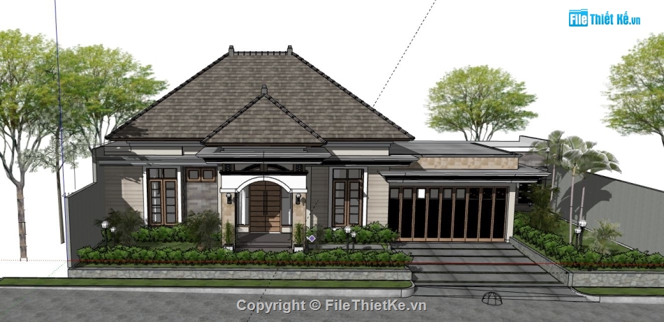 biệt thự 2 tầng,file su biệt thự 2 tầng,file sketchup biệt thự 2 tầng,sketchup biệt thự 2 tầng,nhà biệt thự 2 tầng file su