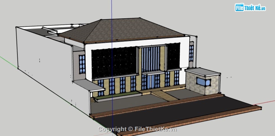 Biệt thự 1 tầng,model su biệt thự 1 tầng,biệt thự 1 tầng file su,sketchup biệt thự 1 tầng,biệt thự 1 tầng sketchup