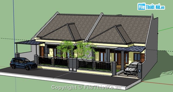 Biệt thự 1 tầng,model su biệt thự 1 tầng,biệt thự 1 tầng file su,sketchup biệt thự 1 tầng