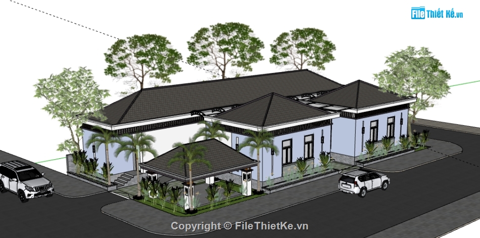 Biệt thự 1 tầng,model su biệt thự 1 tầng,file sketchup biệt thự 1 tầng,biệt thự 1 tầng sketchup