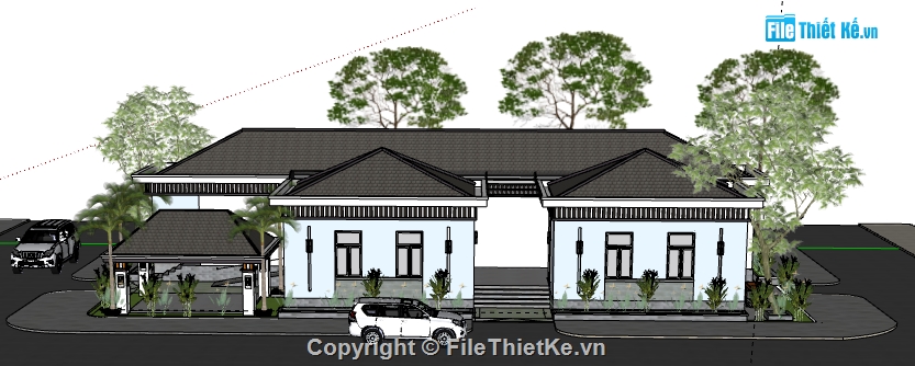 Biệt thự 1 tầng,model su biệt thự 1 tầng,file sketchup biệt thự 1 tầng,biệt thự 1 tầng sketchup