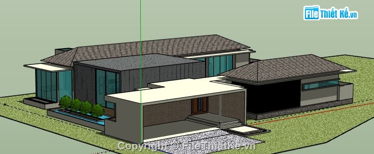 Biệt thự 1 tầng,model su biệt thự 1 tầng,biệt thự 1 tầng sketchup,sketchup biệt thự 1 tầng,file su biệt thự 1 tầng