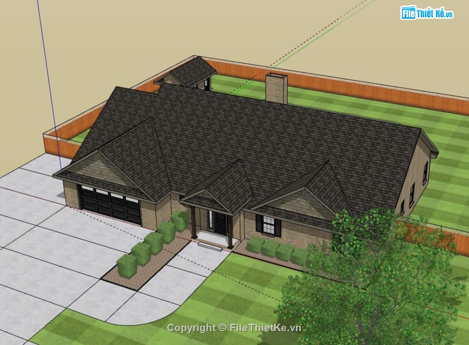 Biệt thự 1 tầng,model su biệt thự 1 tầng,biệt thự 1 tầng sketchup,sketchup biệt thự 1 tầng,biệt thự 1 tầng model su