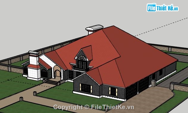 Biệt thự 1 tầng,model su biệt thự 1 tầng,file sketchup biệt thự 1 tầng,biệt thự 1 tầng sketchup