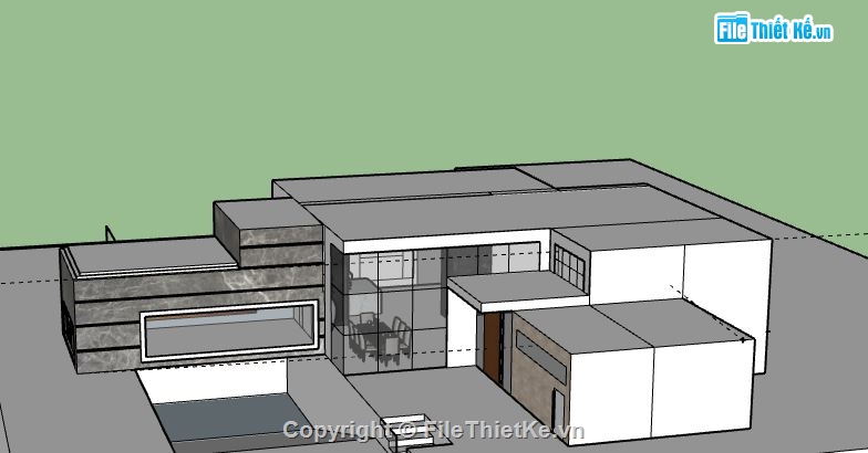 Biệt thự 1 tầng,model su biệt thự 1 tầng,biệt thự 1 tầng file sketchup