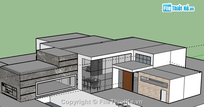 Biệt thự 1 tầng,model su biệt thự 1 tầng,biệt thự 1 tầng file sketchup