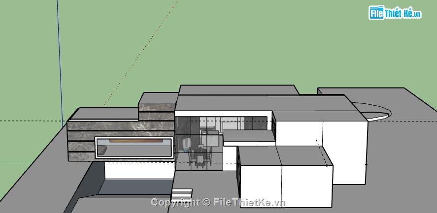 Biệt thự 1 tầng,model su biệt thự 1 tầng,biệt thự 1 tầng file sketchup