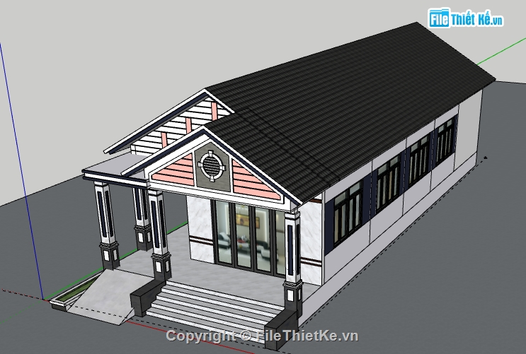 Biệt thự 1 tầng,model su biệt thự 1 tầng,biệt thự 1 tầng sketchup,dựng sketchup biệt thự 1 tầng