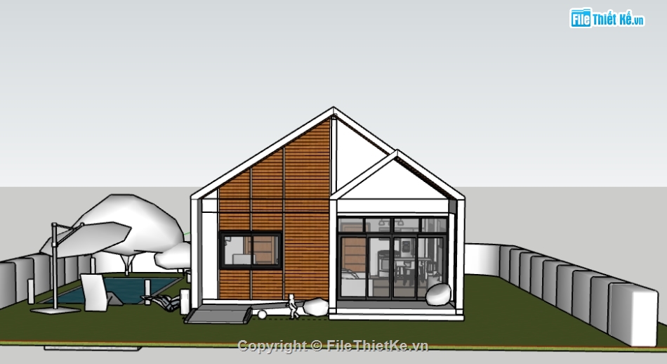 Biệt thự 1 tầng,model su biệt thự 1 tầng,biệt thự 1 tầng file su,sketchup biệt thự 1 tầng,biệt thự 1 tầng sketchup