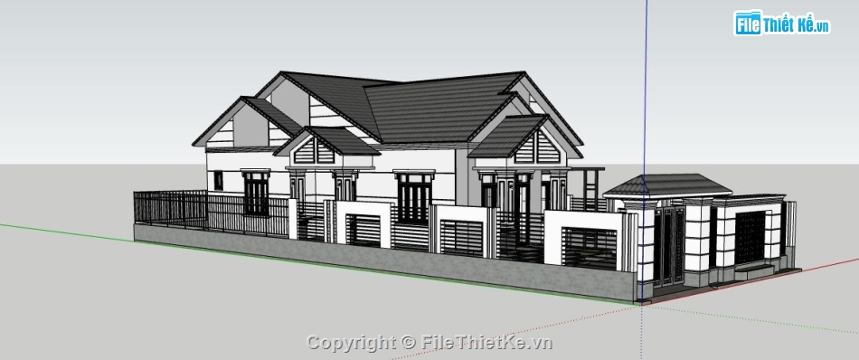 sketchup biệt thự,file su biệt thự,model su biệt thự