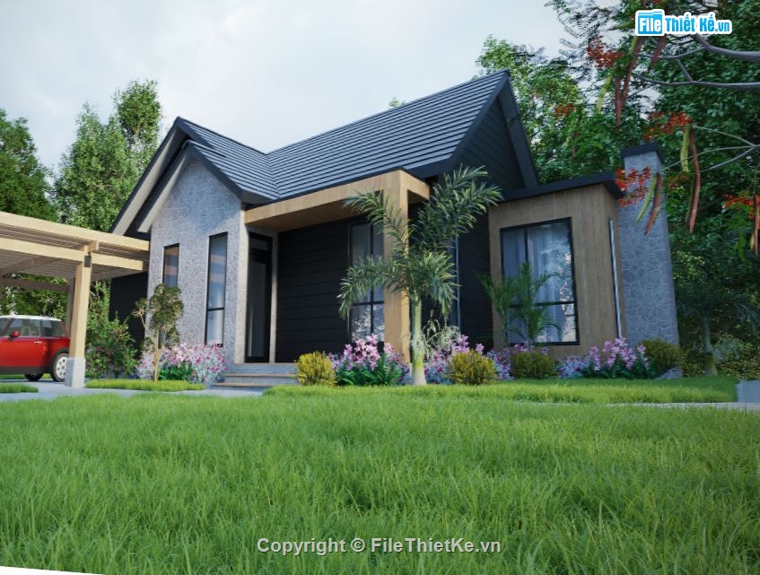 Biệt thự 1 tầng,model su biệt thự 1 tầng,sketchup biệt thự 1 tầng,biệt thự 1 tầng file su