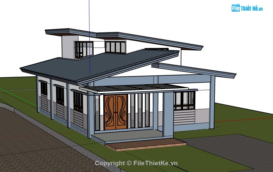 Biệt thự 1 tầng,model su biệt thự 1 tầng,biệt thự 1 tầng sketchup