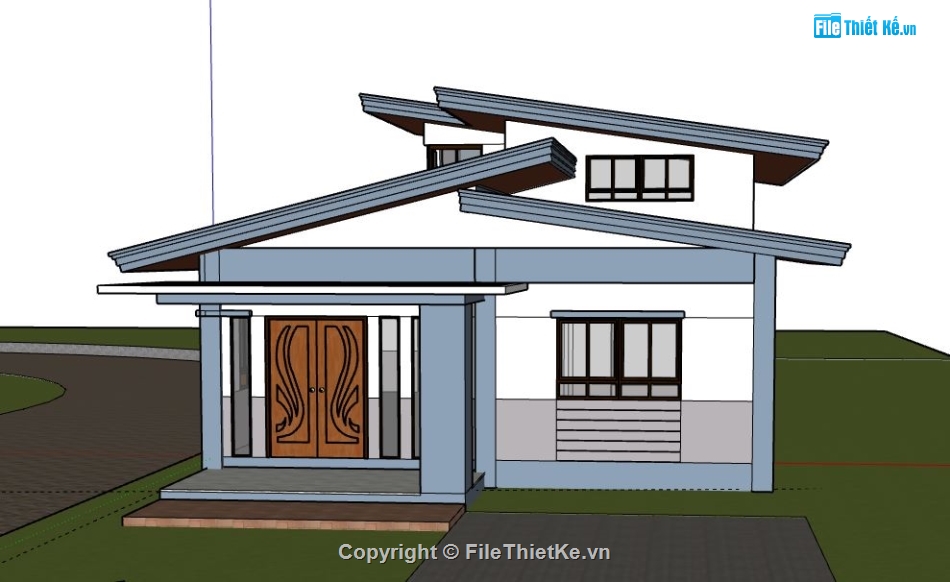 Biệt thự 1 tầng,model su biệt thự 1 tầng,biệt thự 1 tầng sketchup