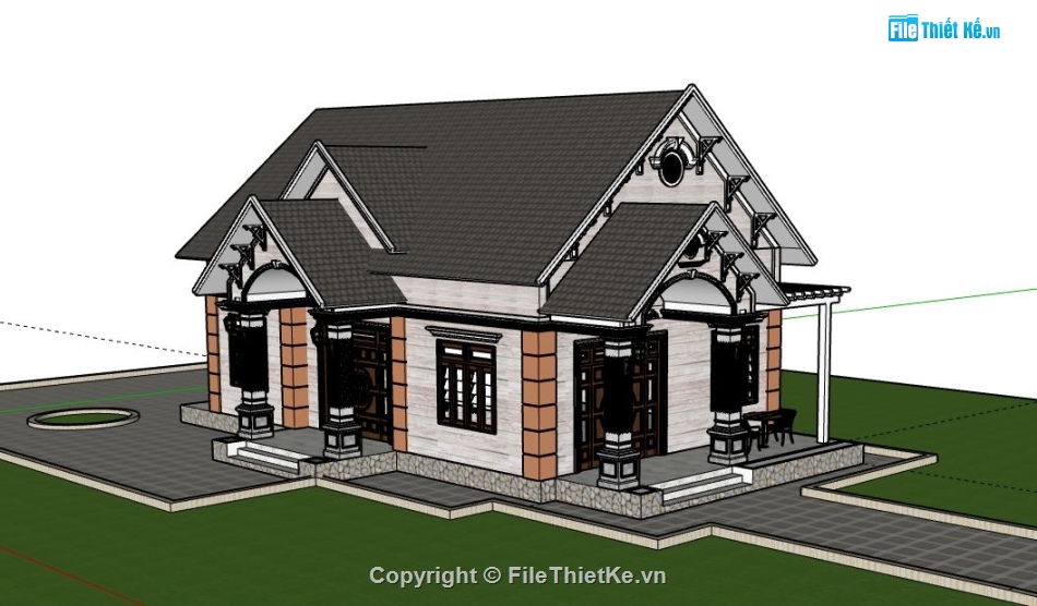 biệt thự 1 tầng,model su biệt thự 1 tầng,sketchup biệt thự 1 tầng,file sketchup biệt thự 1 tầng,biệt thự 1 tầng file su