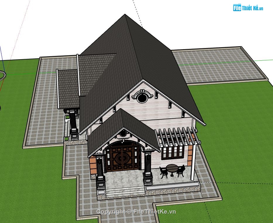 biệt thự 1 tầng,model su biệt thự 1 tầng,sketchup biệt thự 1 tầng,file sketchup biệt thự 1 tầng,biệt thự 1 tầng file su