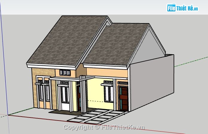 Biệt thự 1 tầng,Model su biệt thự 1 tầng,file sketchup biệt thự 1 tầng,biệt thự 1 tầng sketchup