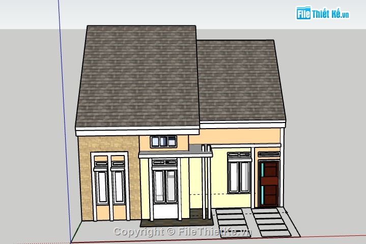 Biệt thự 1 tầng,Model su biệt thự 1 tầng,file sketchup biệt thự 1 tầng,biệt thự 1 tầng sketchup