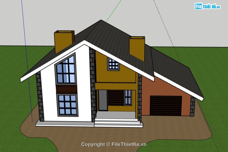 Biệt thự 1 tầng,model su biệt thự 1 tầng,biệt thự 1 tầng file su,sketchup biệt thự 1 tầng,biệt thự 1 tầng model sketchup