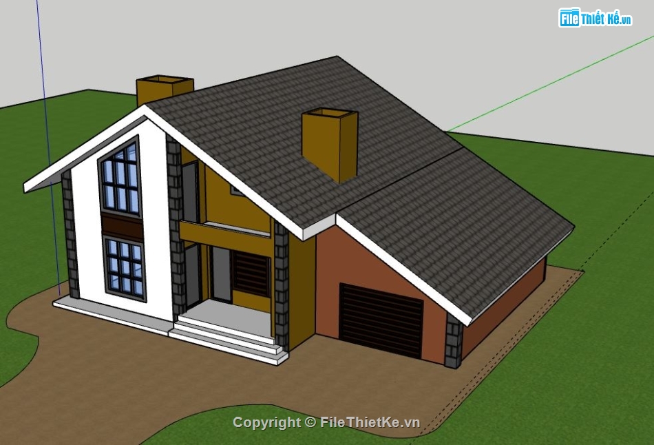 Biệt thự 1 tầng,model su biệt thự 1 tầng,biệt thự 1 tầng file su,sketchup biệt thự 1 tầng,biệt thự 1 tầng model sketchup