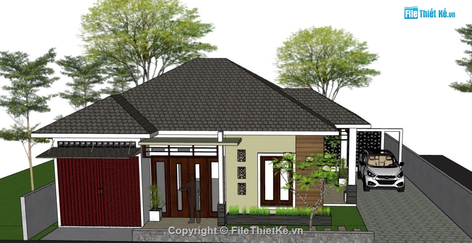 Biệt thự 1 tầng,model su biệt thự 1 tầng,biệt thự 1 tầng sketchup,sketchup biệt thự 1 tầng,biệt thự 1 tầng file su